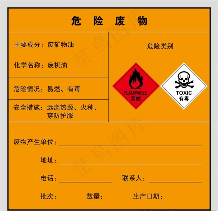 危废品标识牌图片psd模版下载
