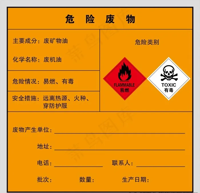 危废品标识牌图片psd模版下载
