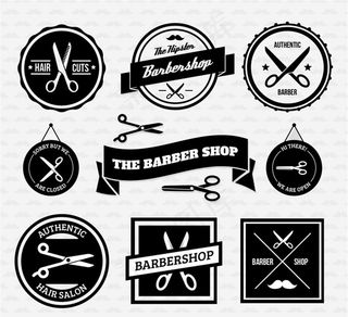 黑色美发店标签矢量素材图片