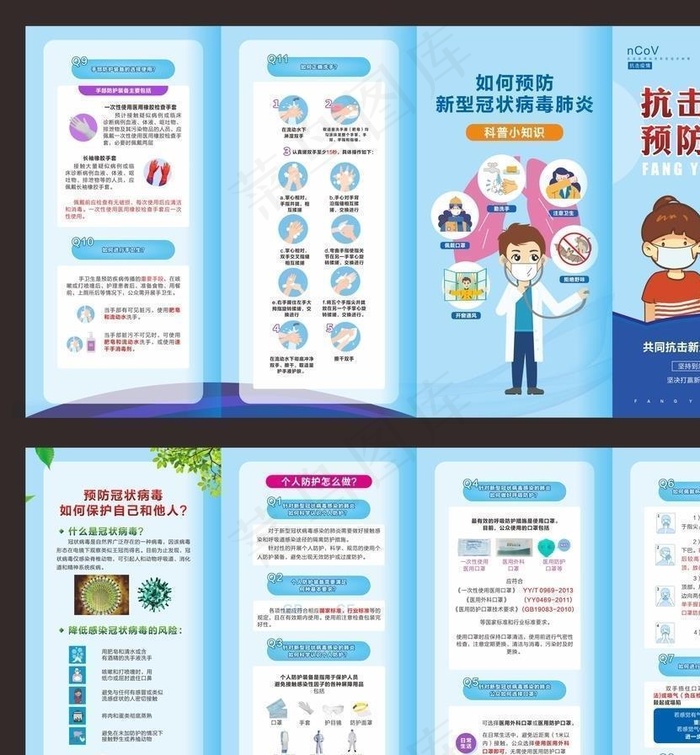 新型冠状肺炎  四折页图片(292X245)cdr矢量模版下载