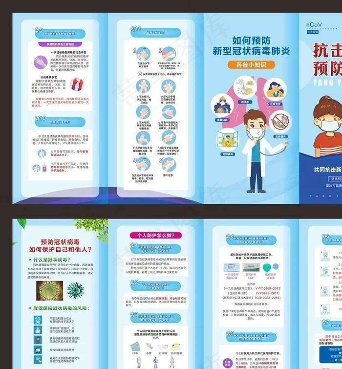 新型冠状肺炎  四折页图片(292X245)cdr矢量模版下载