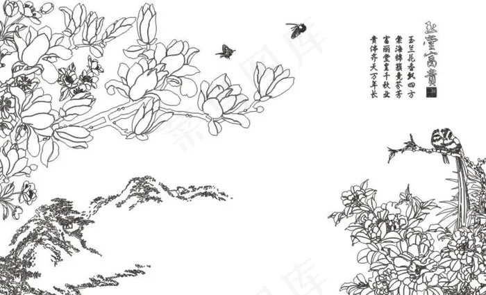 笔墨山水字画电视墙背景墙高清图片cdr矢量模版下载