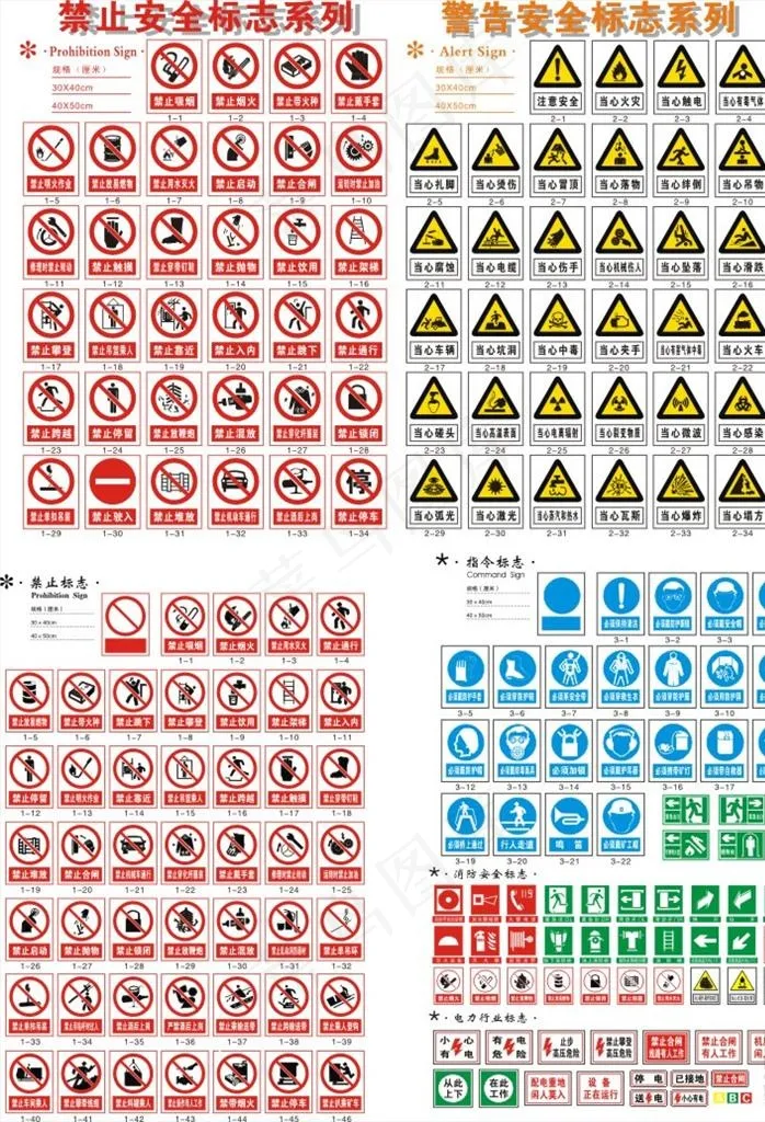 安全标志 指令标志 消防标志图片cdr矢量模版下载
