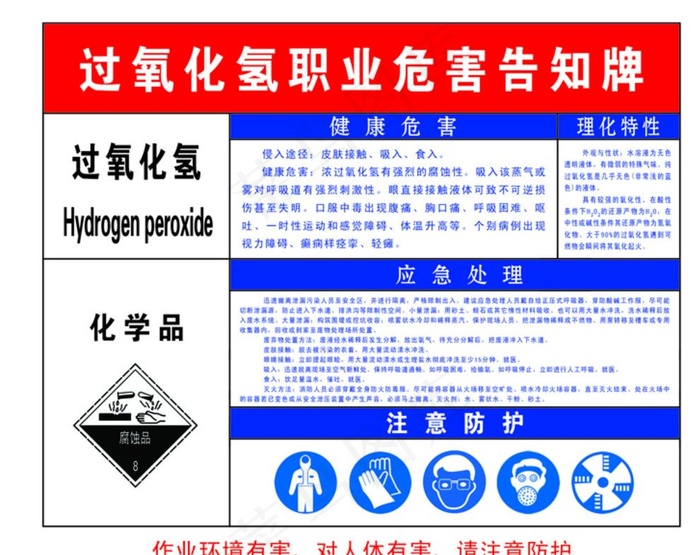 过氧化氢职业危害告知图片psd模版下载