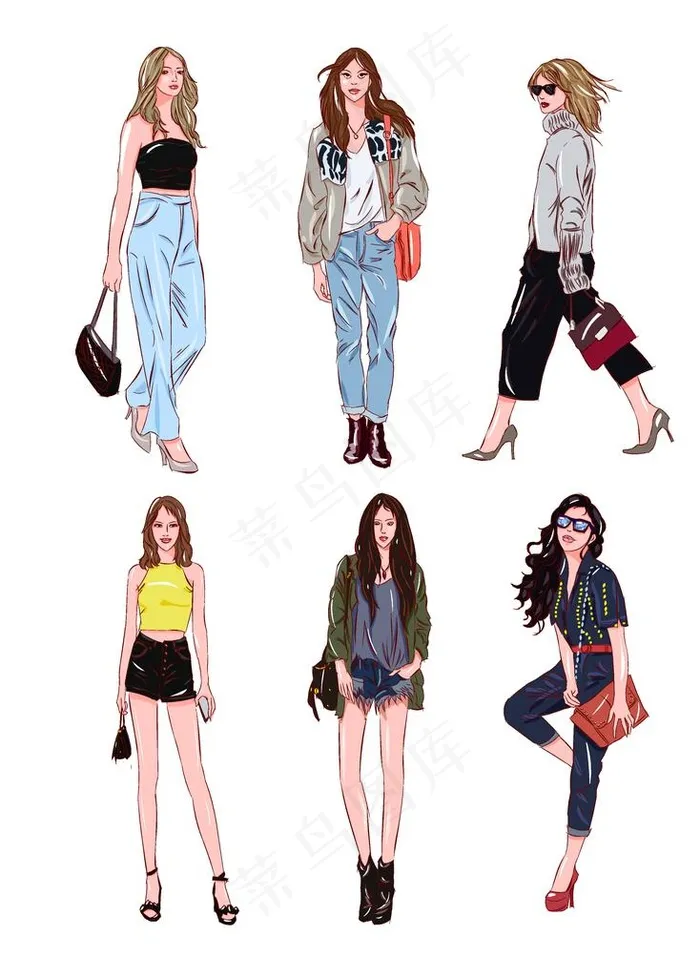 时尚女装图片ai矢量模版下载