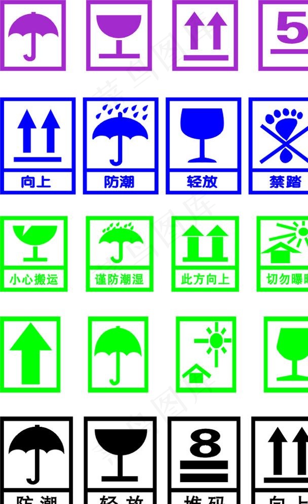 纸箱警示标志图片cdr矢量模版下载