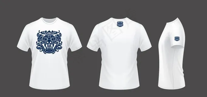 原创白色短袖T恤日式 狮子图案图片