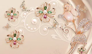 温馨钻石壁画漂亮花朵背景墙图片