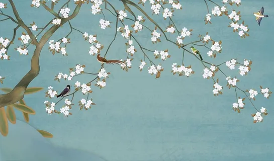 花鸟画 手绘花鸟 玉兰 背景墙图片