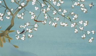 花鸟画 手绘花鸟 玉兰 背景墙图片