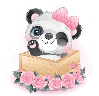 熊猫水彩画图片