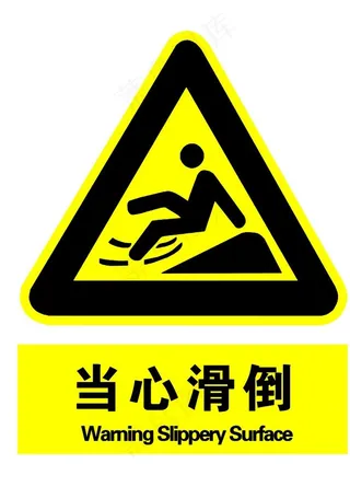 当心滑倒图片