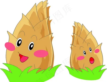 小竹笋 卡通 漫画 笑脸 小草图片