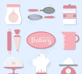 烘焙工具矢量图图片