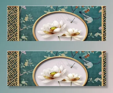 中式花鸟 荷花图片