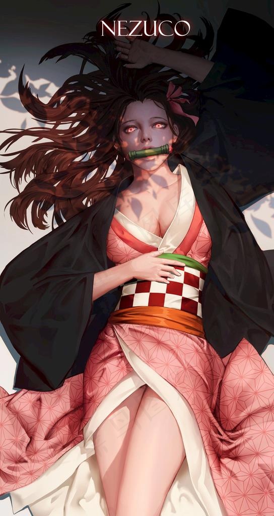 鬼灭之刃祢豆子同人手绘形象壁纸图片