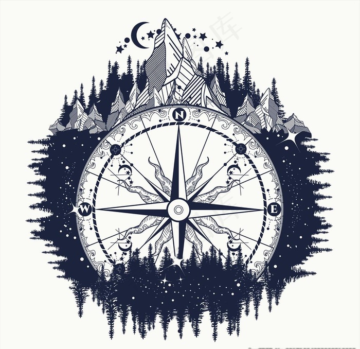 手绘插画图腾矢量图下载图片