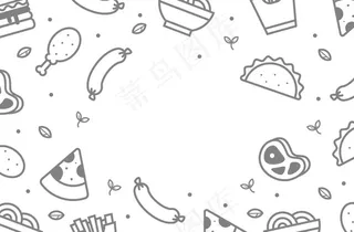 手绘西式快餐食物背景图片