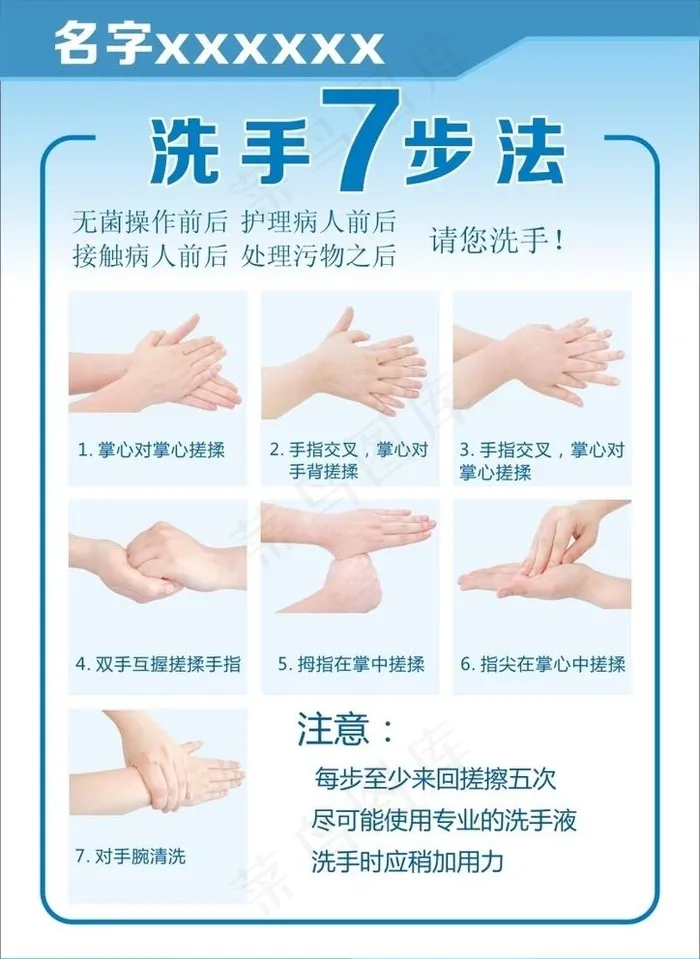 七步洗手法图片cdr矢量模版下载