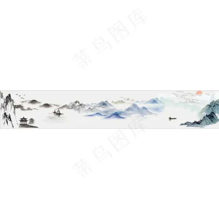 山水画图片cdr矢量模版下载