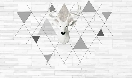 鹿 水墨 水彩画 复古 浮雕图片