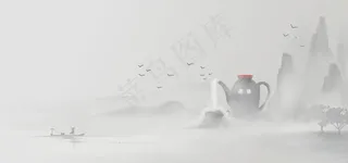 山水国风古风背景海报素材图片