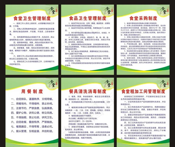 食堂制度图片cdr矢量模版下载