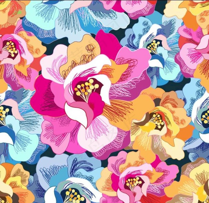AI矢量数码印花面料花纹图案图片eps,ai矢量模版下载