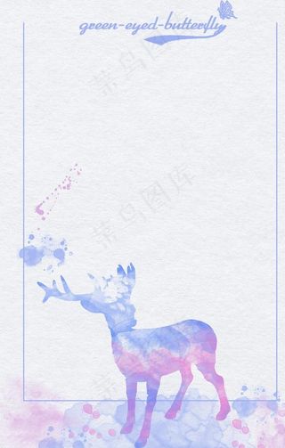 手绘麋鹿简约边框平面广告图片