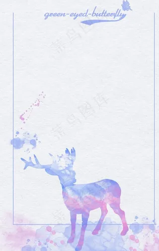 手绘麋鹿简约边框平面广告图片