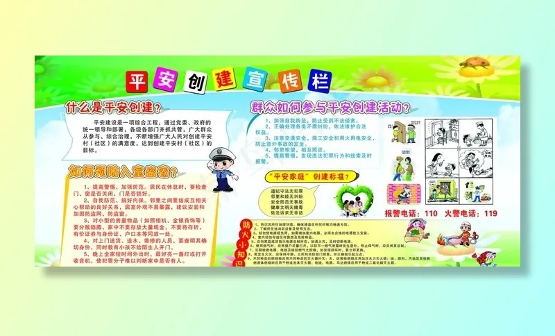 平安创建宣传栏 防火小知识图片cdr矢量模版下载