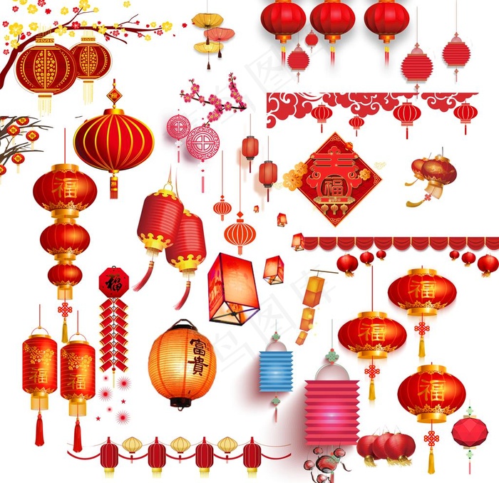 灯笼新年素材图片(3543X3543(DPI:300))psd模版下载