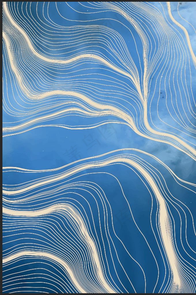 蓝色背景纹理金色线条纹理图片