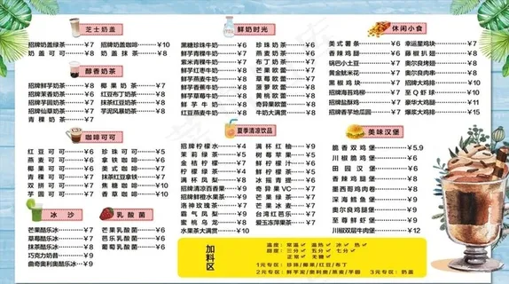 奶茶灯箱片 点餐牌图片
