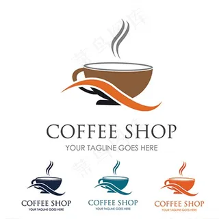 咖啡豆与咖啡杯标志图片