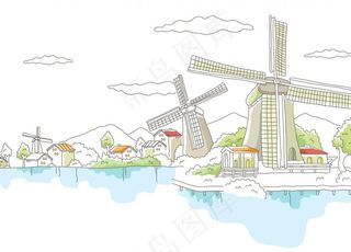 风车简笔画图片