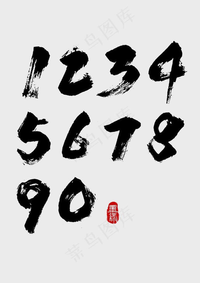 毛笔数字图片