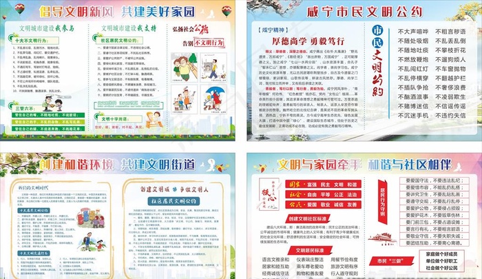 小区创文宣传展板图片(4500X2800)cdr矢量模版下载