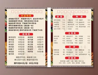 烧烤菜单图片