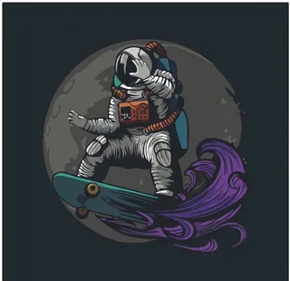 太空滑板宇航员图片