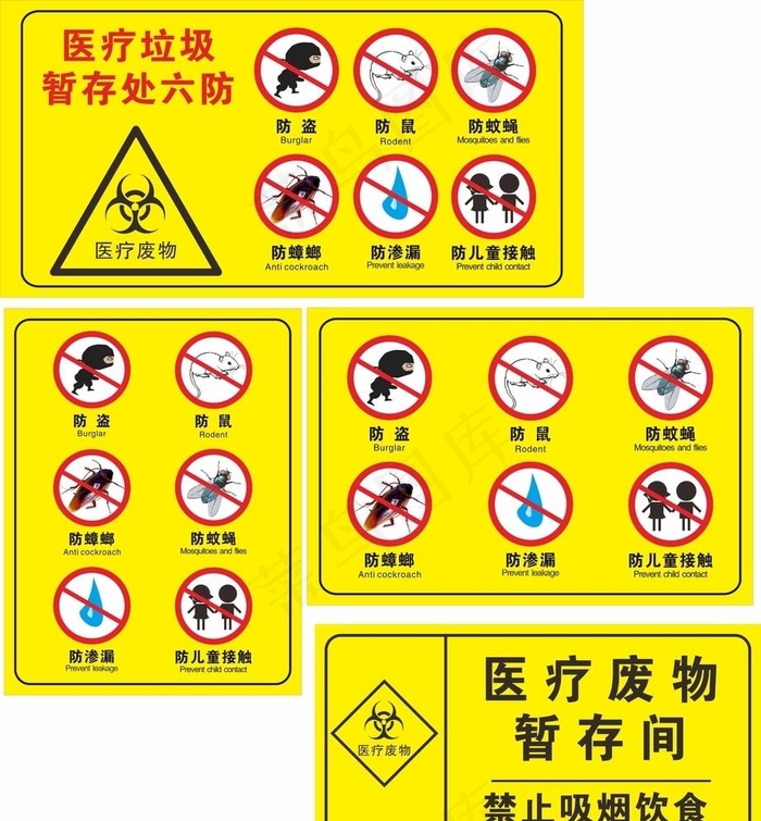 医疗废物六防图片cdr矢量模版下载