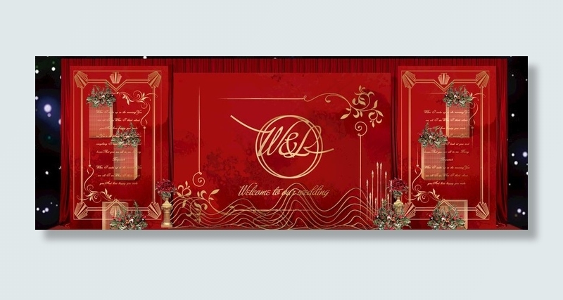 红色婚礼背景图片(5906X2265(DPI:150))psd模版下载
