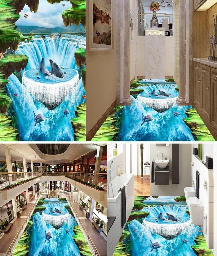 瀑布大海浴室走道3D地板 地贴图片(4252X7086(DPI:72))psd模版下载