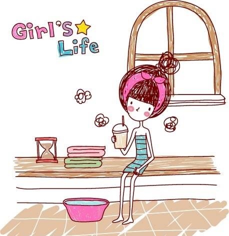 女生的生活 Girl s Life 桑拿图片eps,ai矢量模版下载