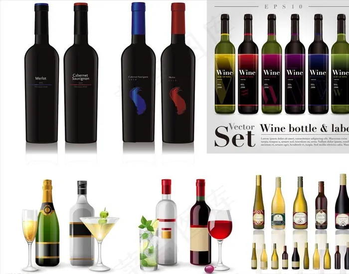 酒瓶红酒杯子图片eps,ai矢量模版下载