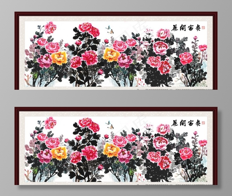 富贵吉祥 牡丹花图片(7087X2953(DPI:300))psd模版下载
