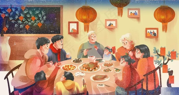 新年插画图片(9449X5315(DPI:300))psd模版下载
