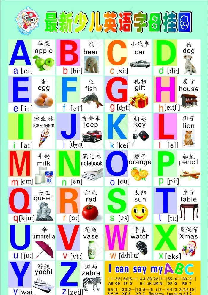 幼儿字母表 高清图片cdr矢量模版下载