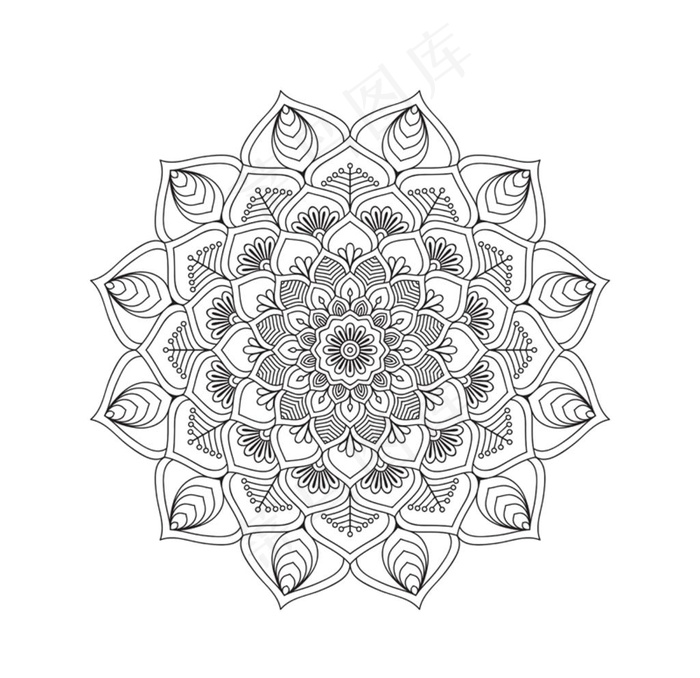 黑白圆盘花纹图片eps,ai矢量模版下载