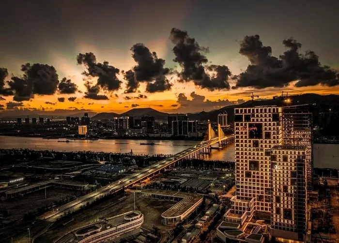 珠海晚霞夜景图片